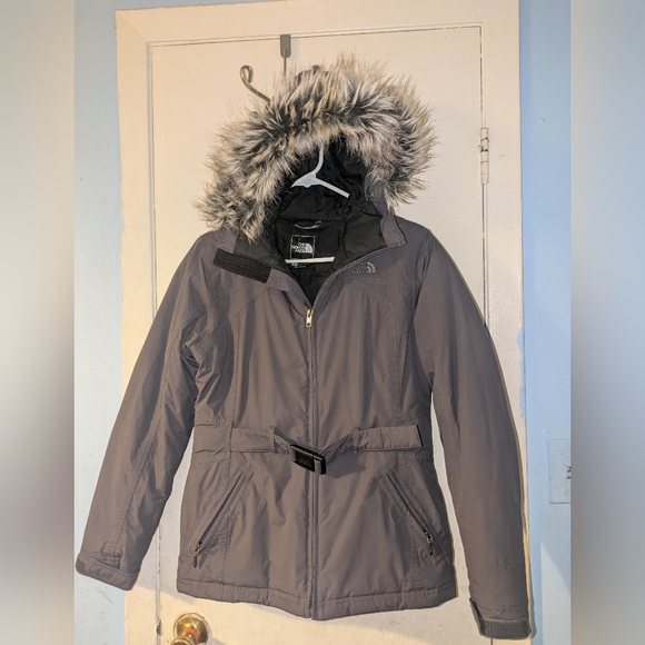 The North Face Women's Charcoal Ski Jacket with Faux Fur Hood - Picture 1 of 6